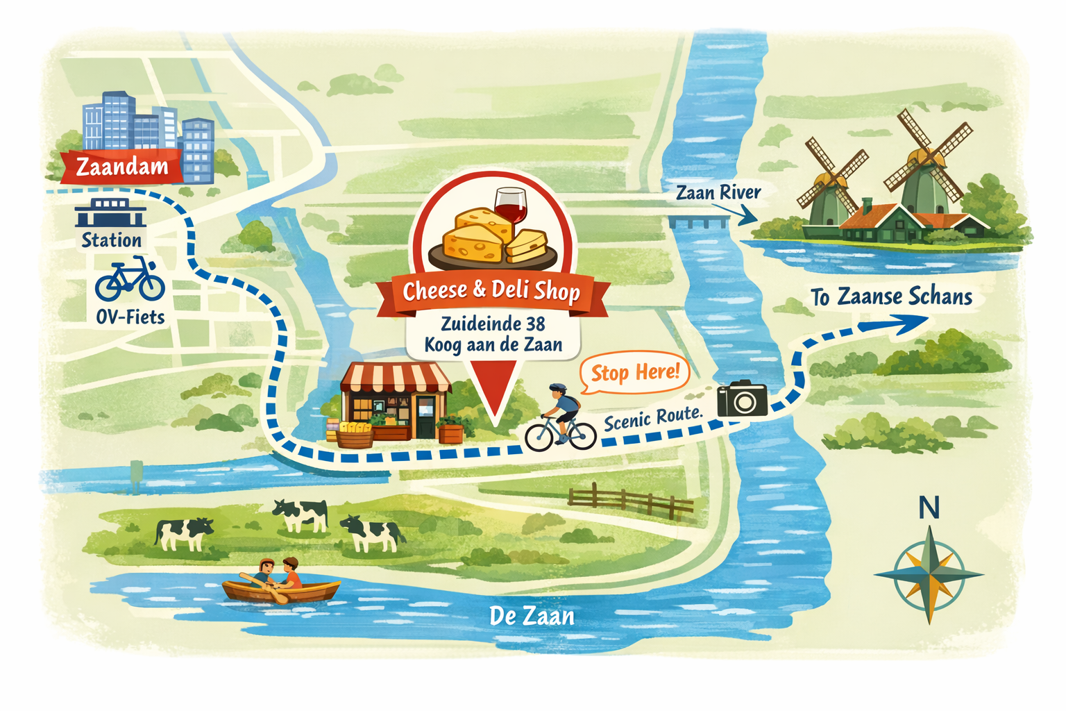 bike route zaanse scans zaandam cheese store