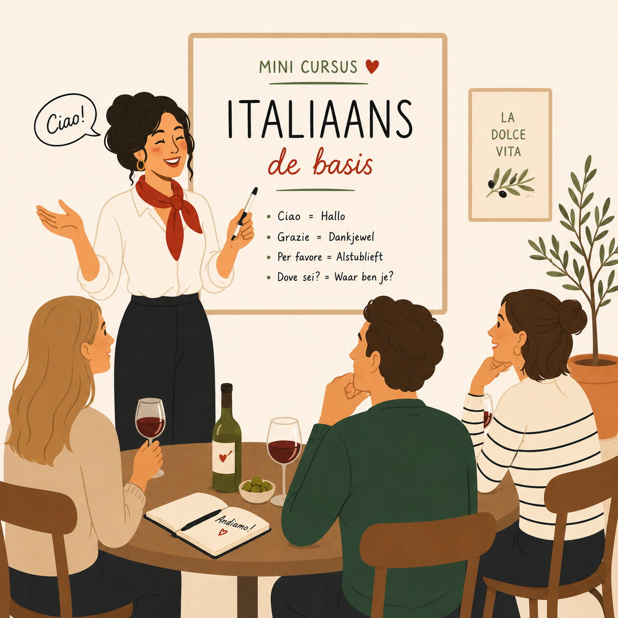 cursus wijnproeven en italiaans leren